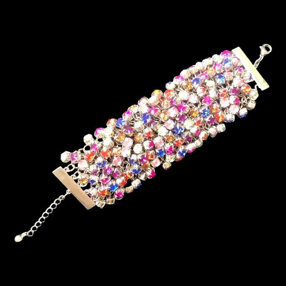 Rhinestone Bracelet Multicolor Mesh Super Blingy Bracelet - Picture 6 of 12